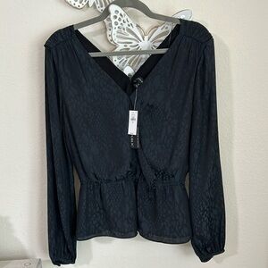 Black leopard peplum blouse